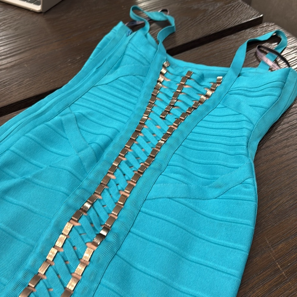 Authentic Herve Leger "KATARINA" S Metal Lace Back Bandage Dress - Picture 7 of 11